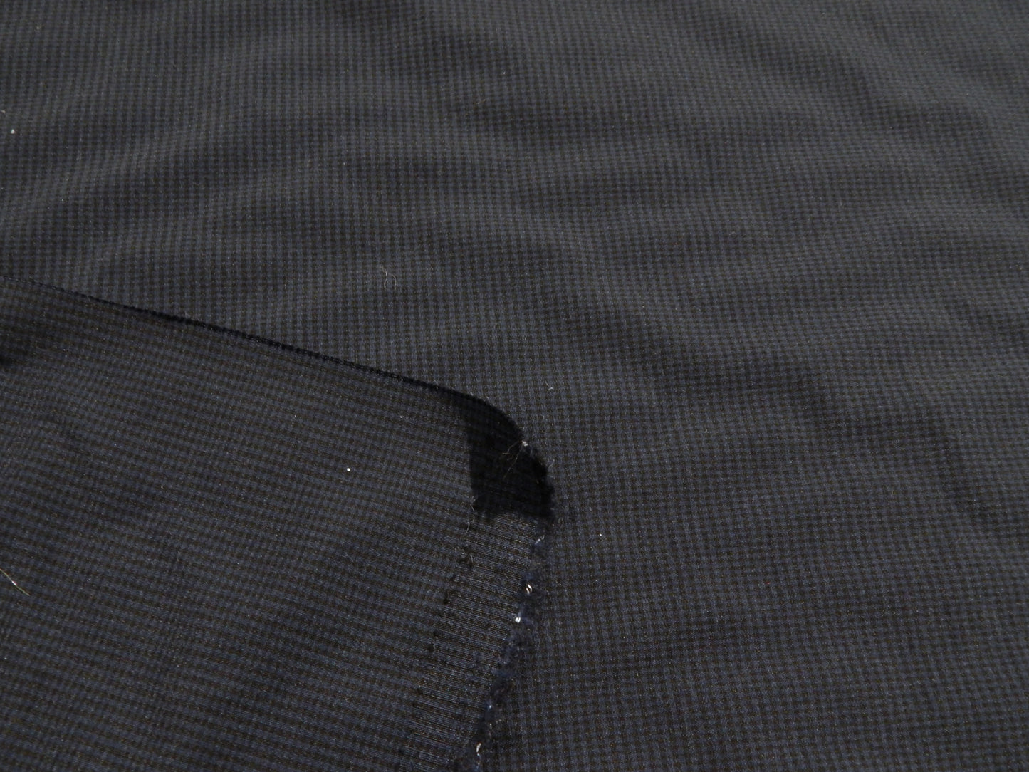 Italian Black and Navy Mini Houndstooth Wool & Nylon Shirting
