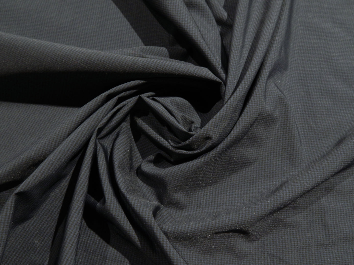 Italian Black and Navy Mini Houndstooth Wool & Nylon Shirting