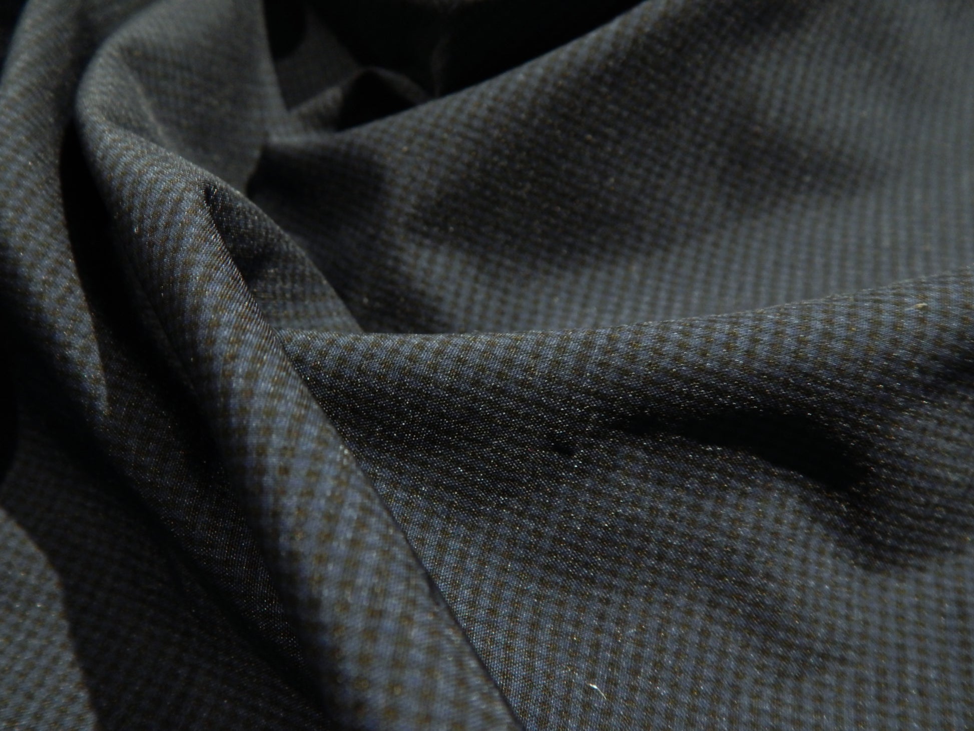 navy and black mini houndstooth wool and nylon blend suiting italian fabric