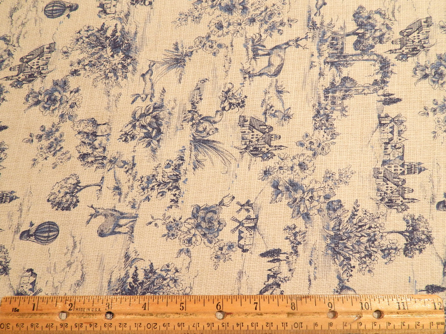 Blue and Ivory Toile - Kokka Vintage Style Dobby