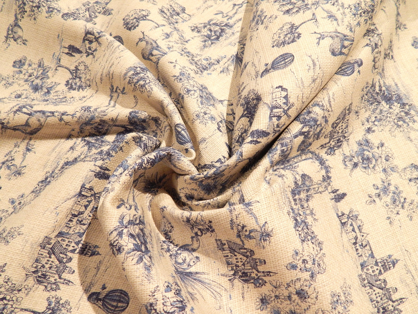 blue and white vintage style toile cotton fabric from kokka