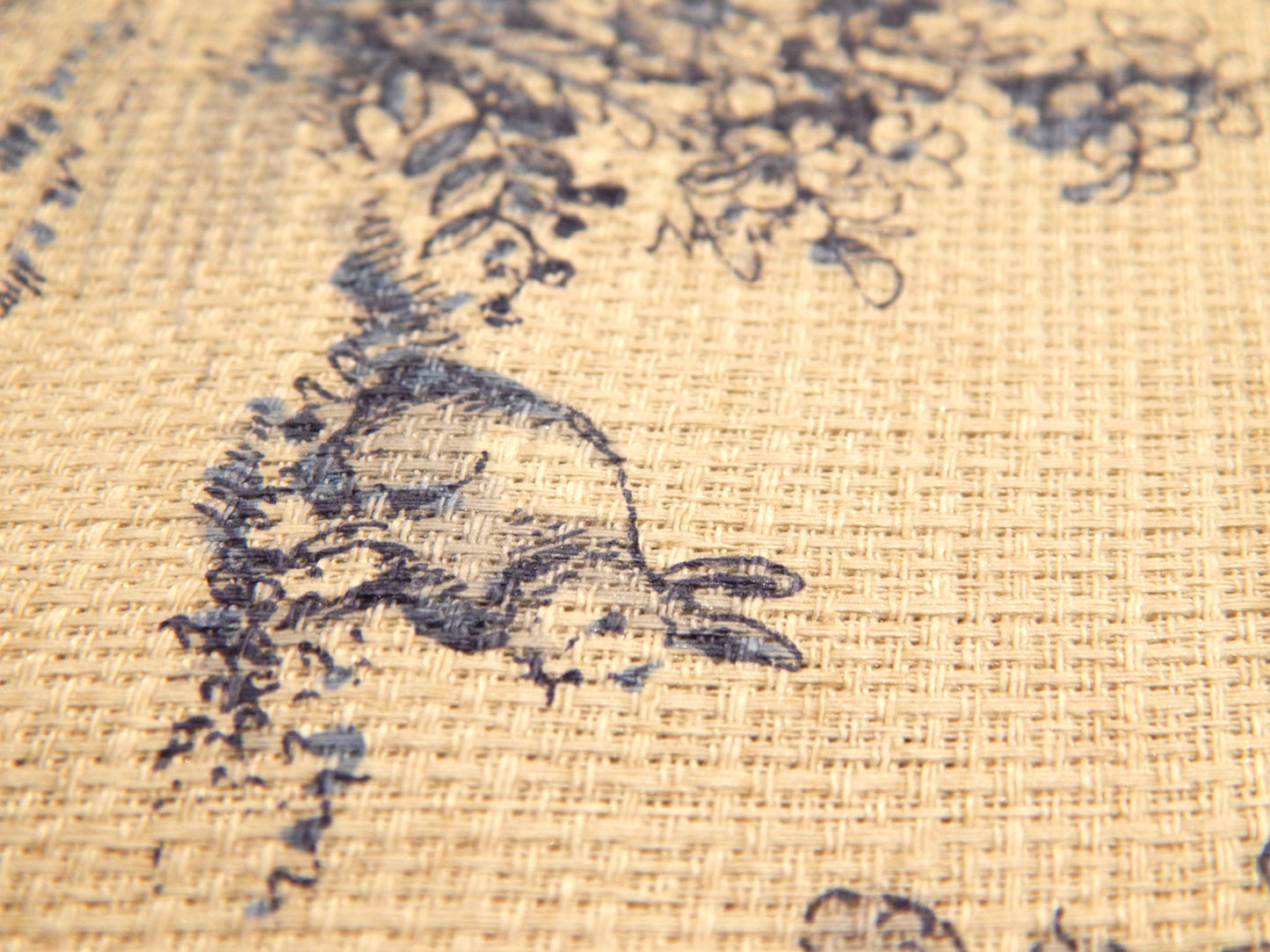 Blue and Ivory Toile - Kokka Vintage Style Dobby