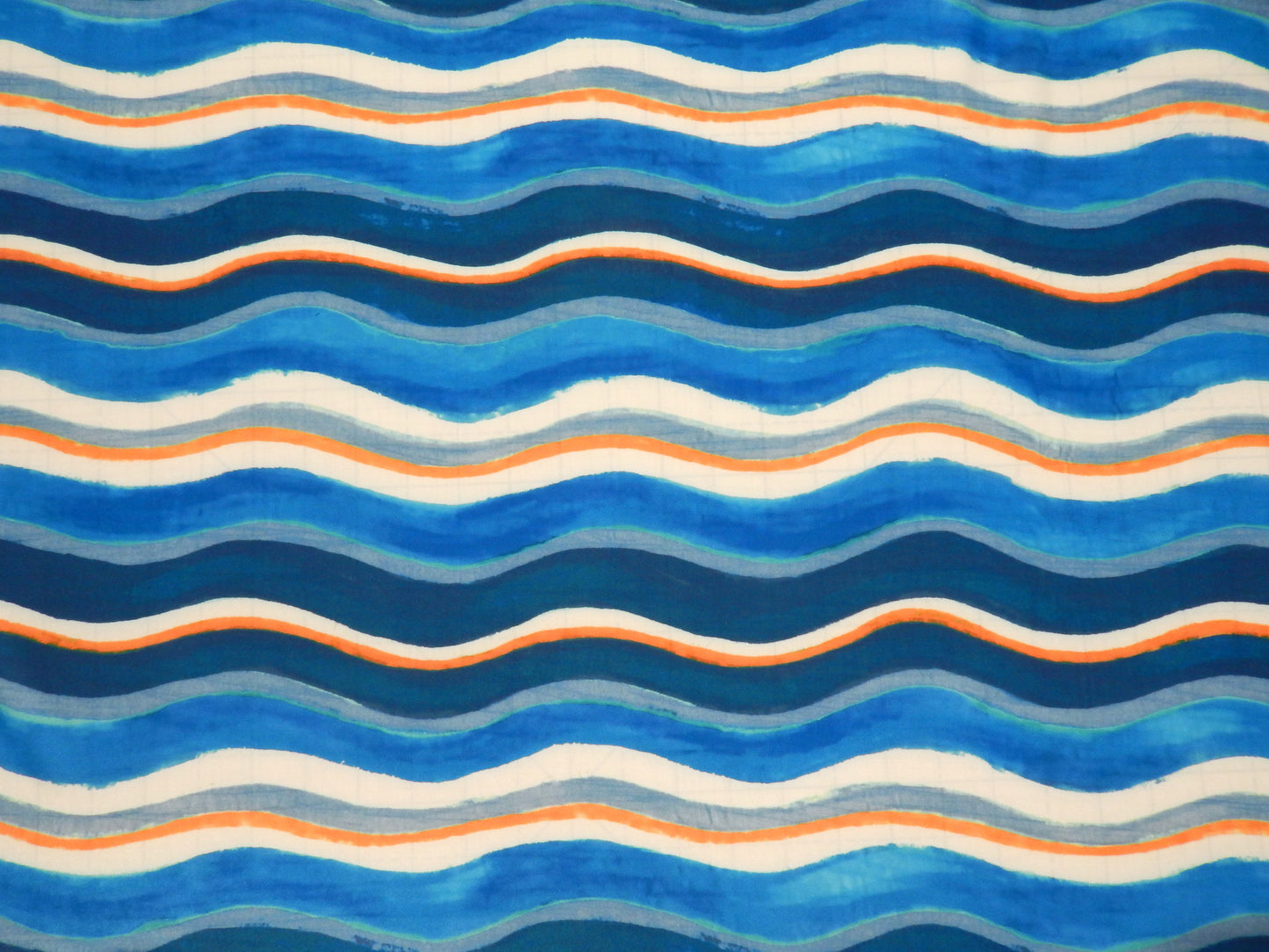 Blue and Orange Nautical Waves Swim Knit - Telio