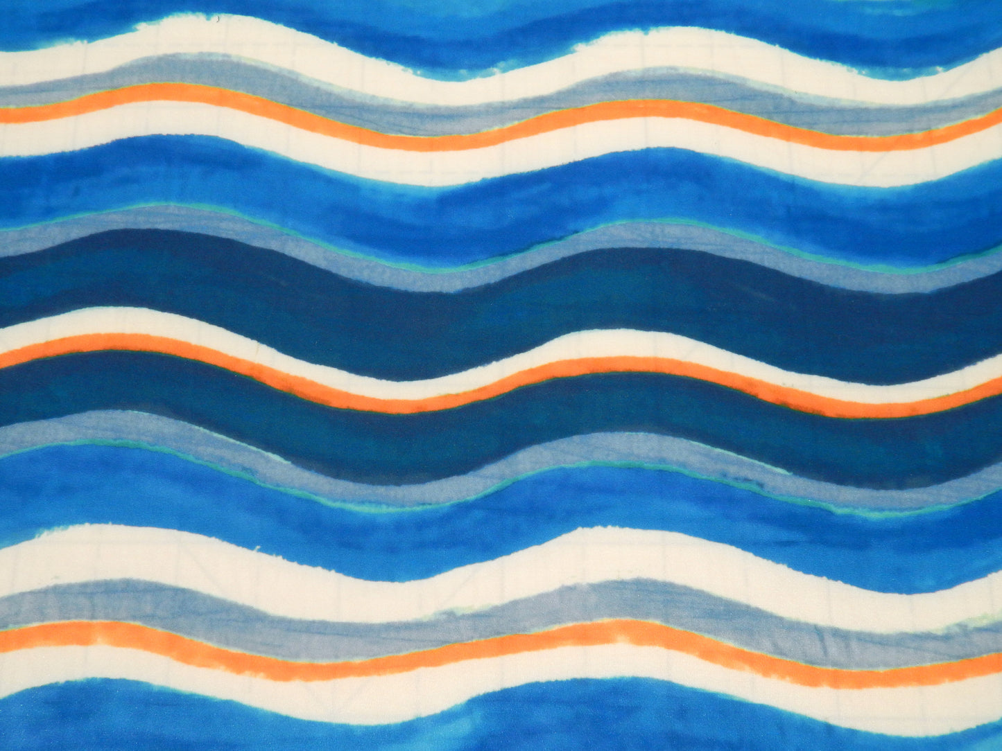 Blue and Orange Nautical Waves Swim Knit - Telio