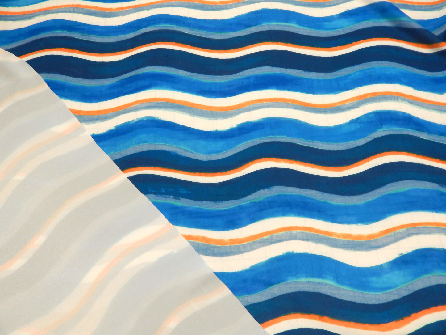 Blue and Orange Nautical Waves Swim Knit - Telio