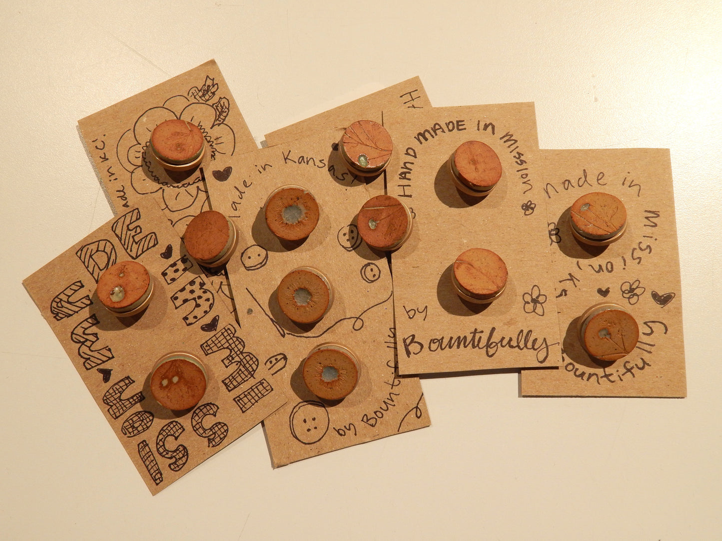 Hand Made Ceramic Buttons - 3/4" by Bountifully