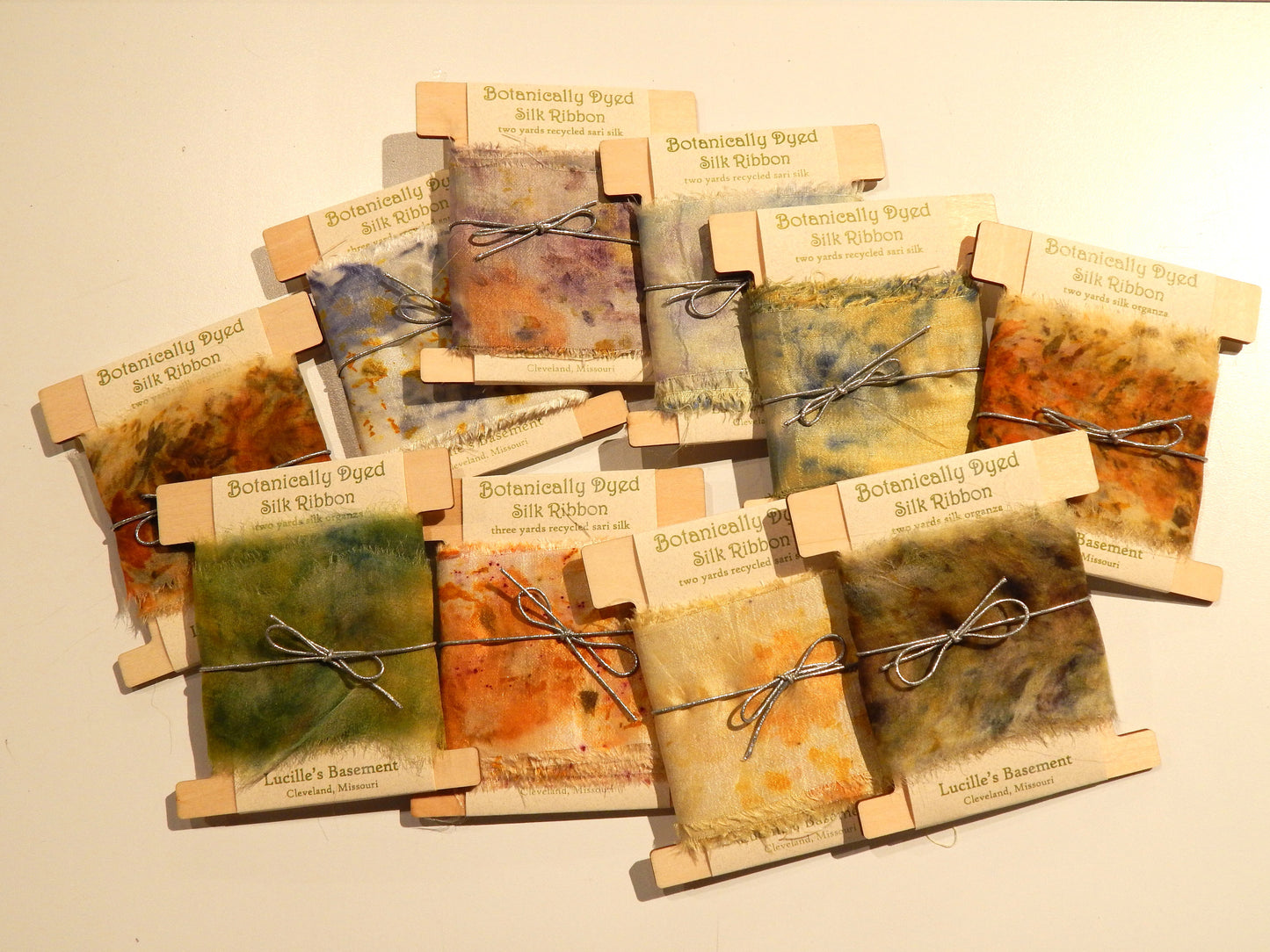 Natural Dyed 100% Silk Ribbons by Lucille's Basement