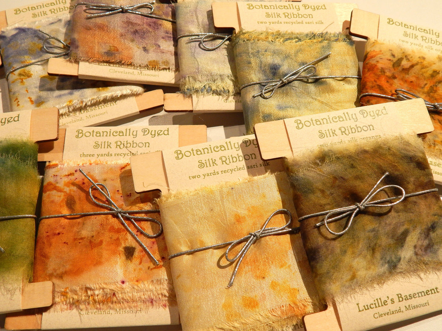 Natural Dyed 100% Silk Ribbons by Lucille's Basement