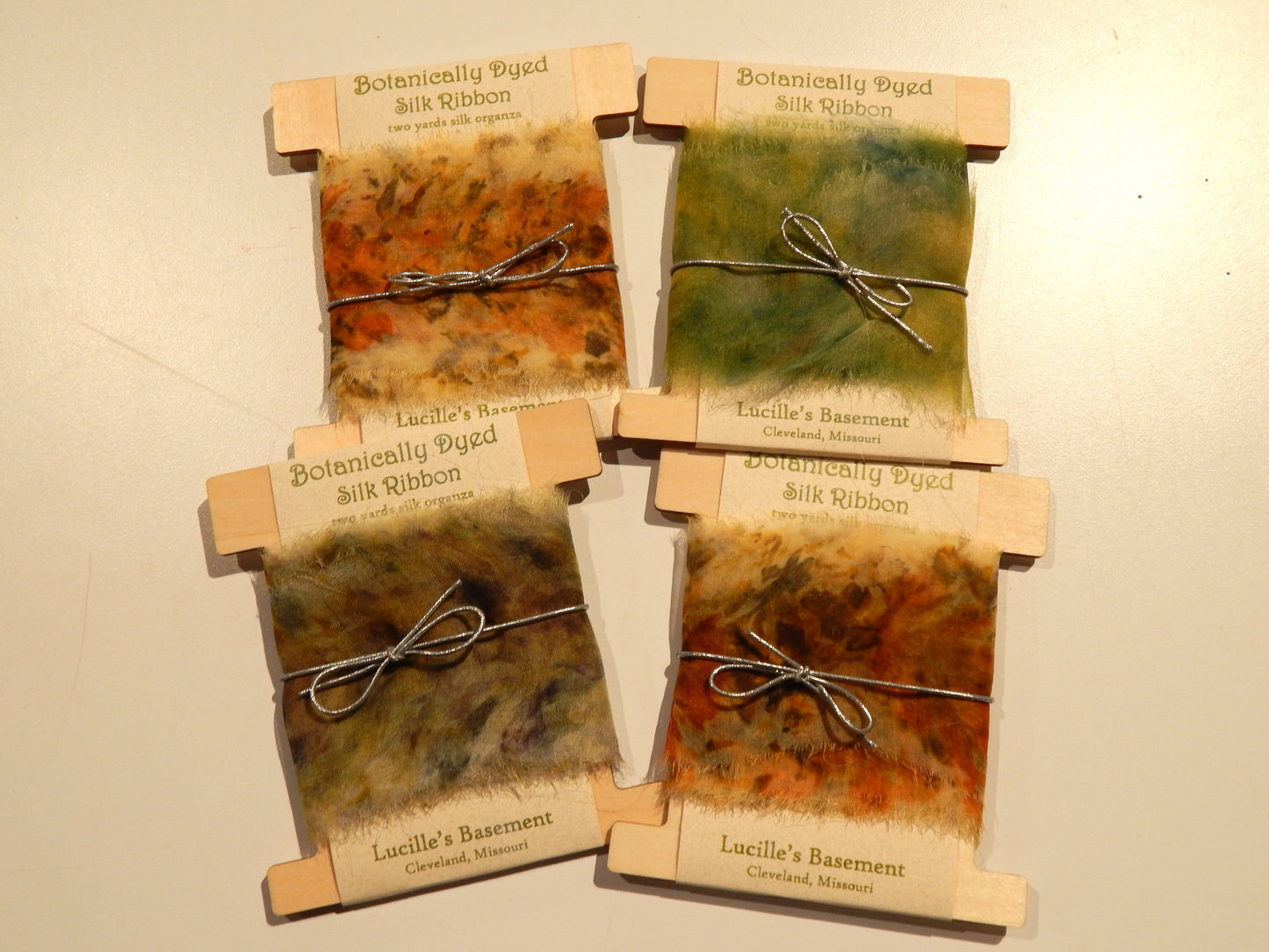 Natural Dyed 100% Silk Ribbons by Lucille's Basement