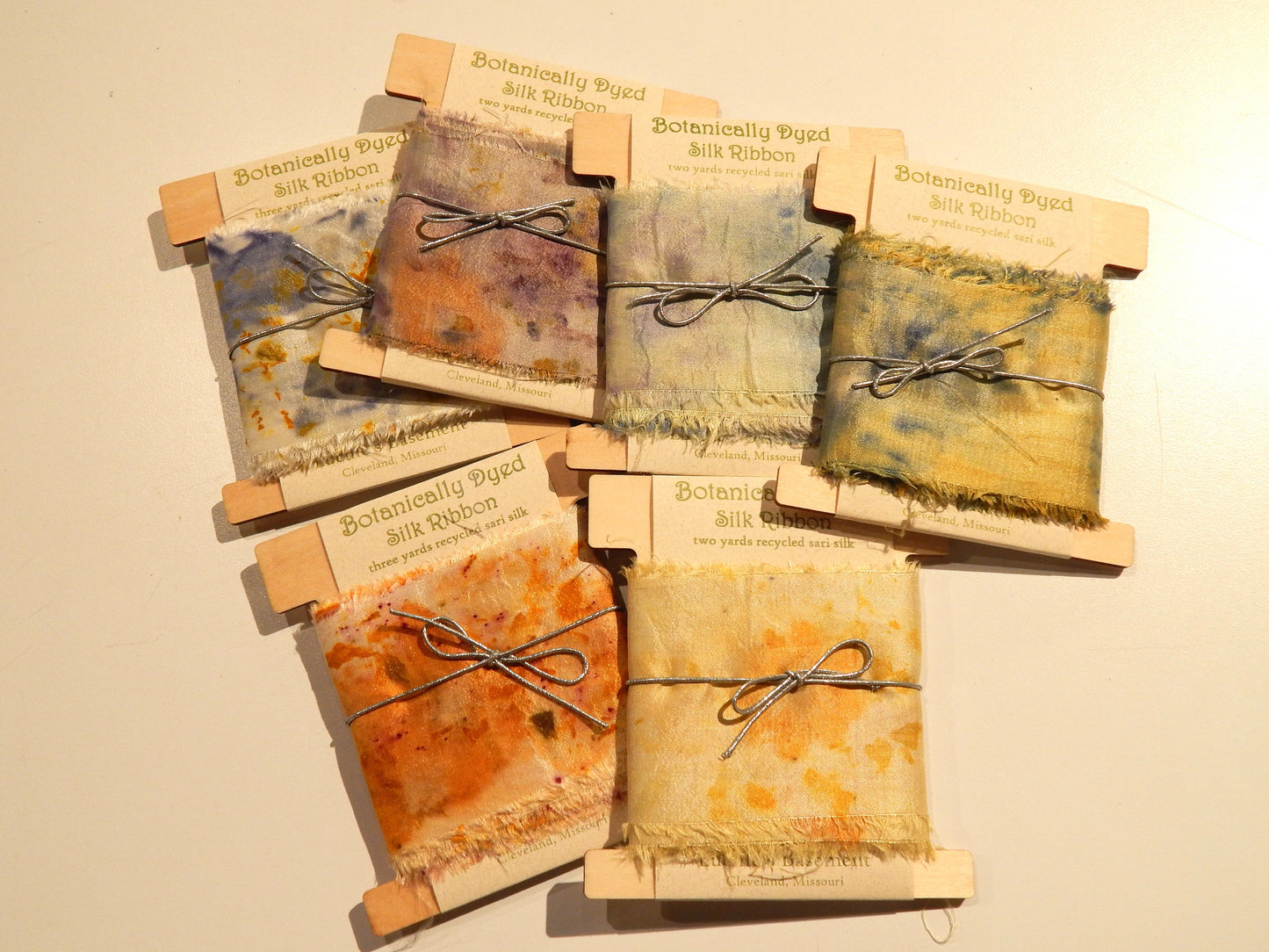 Natural Dyed 100% Silk Ribbons by Lucille's Basement