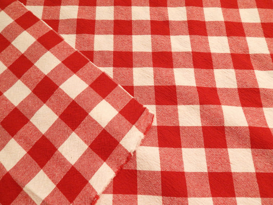 100% Organic Cotton Red and Natural 1" Gingham - Telio