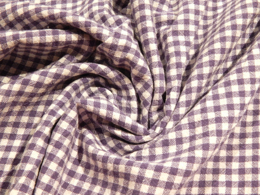 purple iris and white  1/4" gingham telio organic cotton checkered yarn dyed fabric