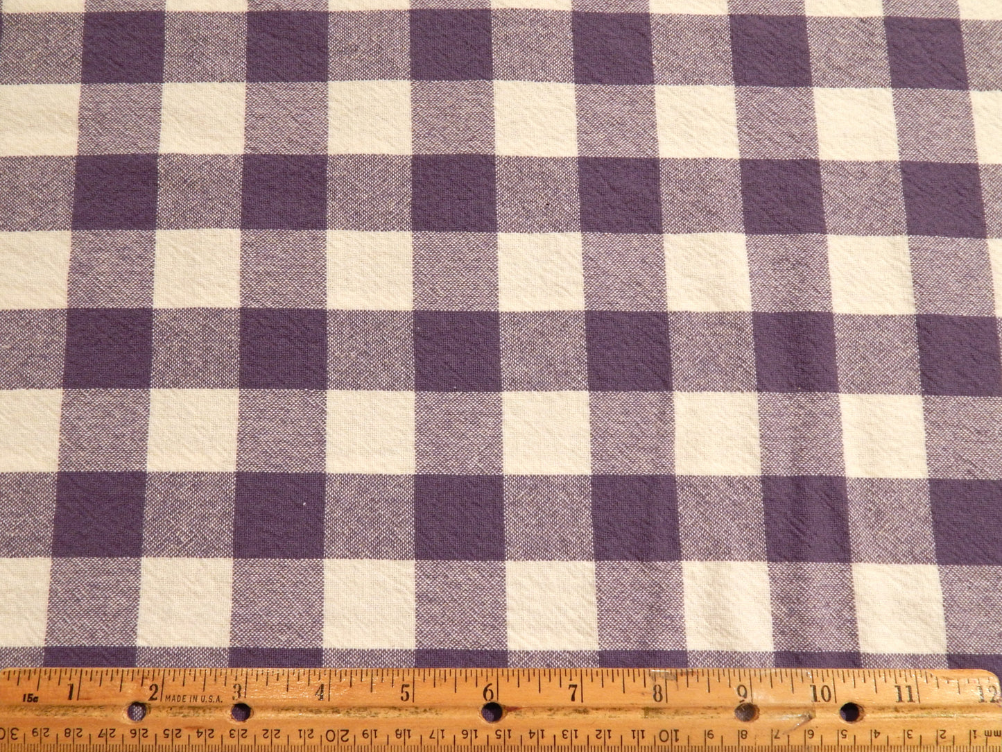 100% Organic Cotton Purple Iris and Natural 1" Gingham - Telio