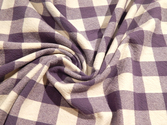 purple iris and white 1" gingham telio organic cotton checkered yarn dyed fabric