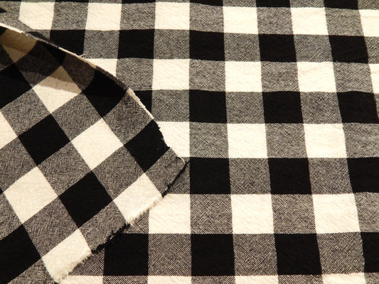 100% Organic Cotton Black and Natural 1" Gingham - Telio