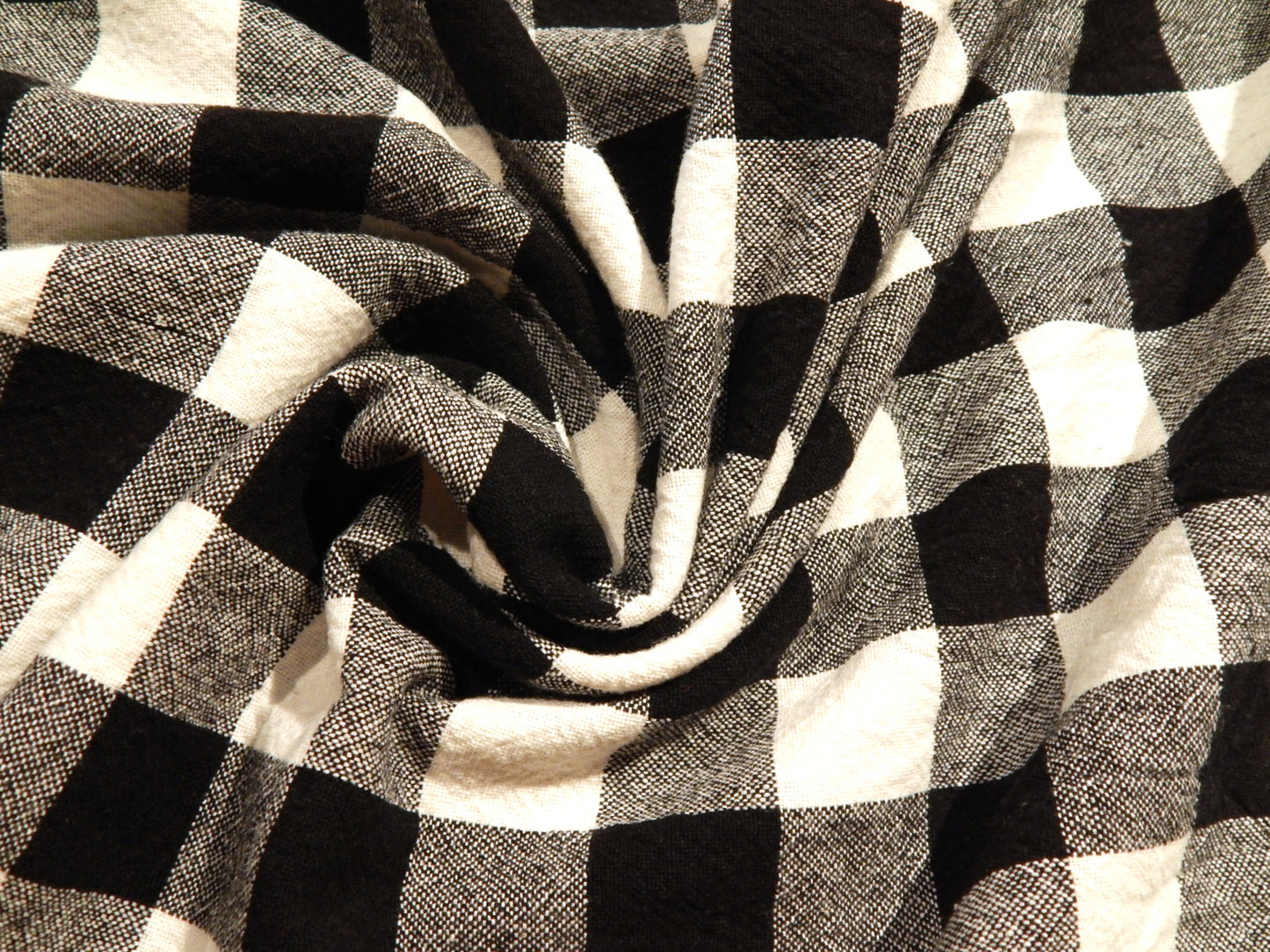 black and white 1" gingham telio organic cotton checkered yarn dyed fabric