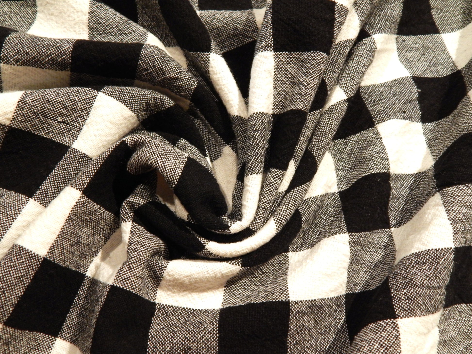 black and white 1" gingham telio organic cotton checkered yarn dyed fabric