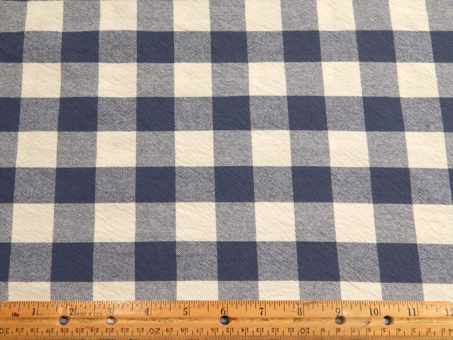 100% Organic Cotton Denim Blue and Natural 1" Gingham - Telio