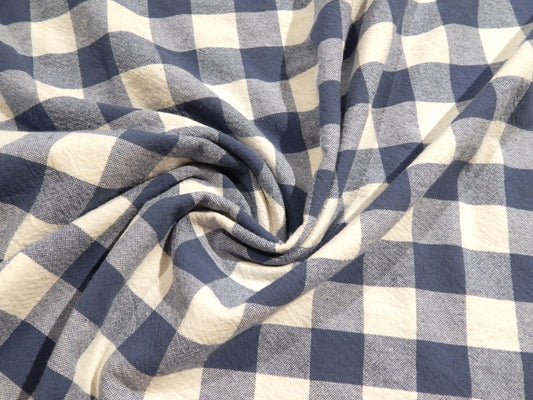 denim blue vintage blue and white 1" gingham telio organic cotton checkered yarn dyed fabric