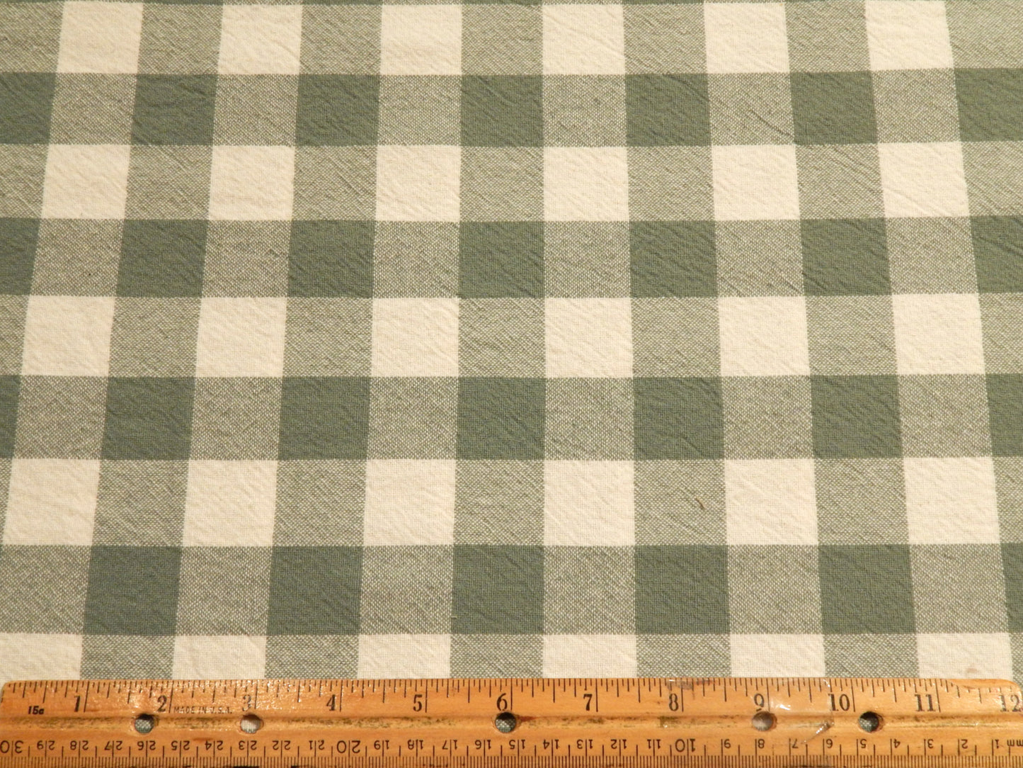 100% Organic Cotton Sage and Natural 1" Gingham - Telio
