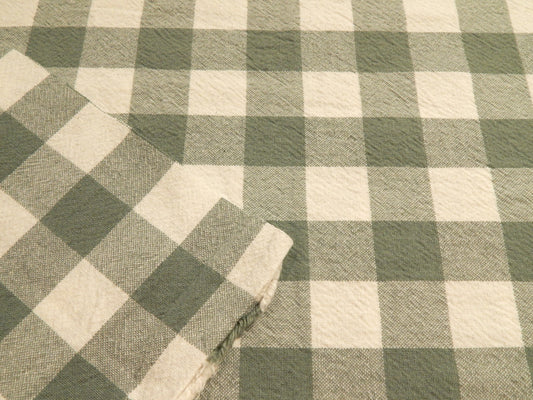 100% Organic Cotton Sage and Natural 1" Gingham - Telio