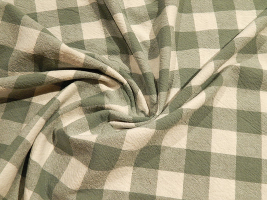 sage and white 1" gingham telio organic cotton checkered yarn dyed fabric