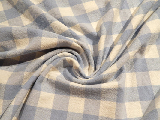 light blue and white 1" gingham telio organic cotton checkered yarn dyed fabric