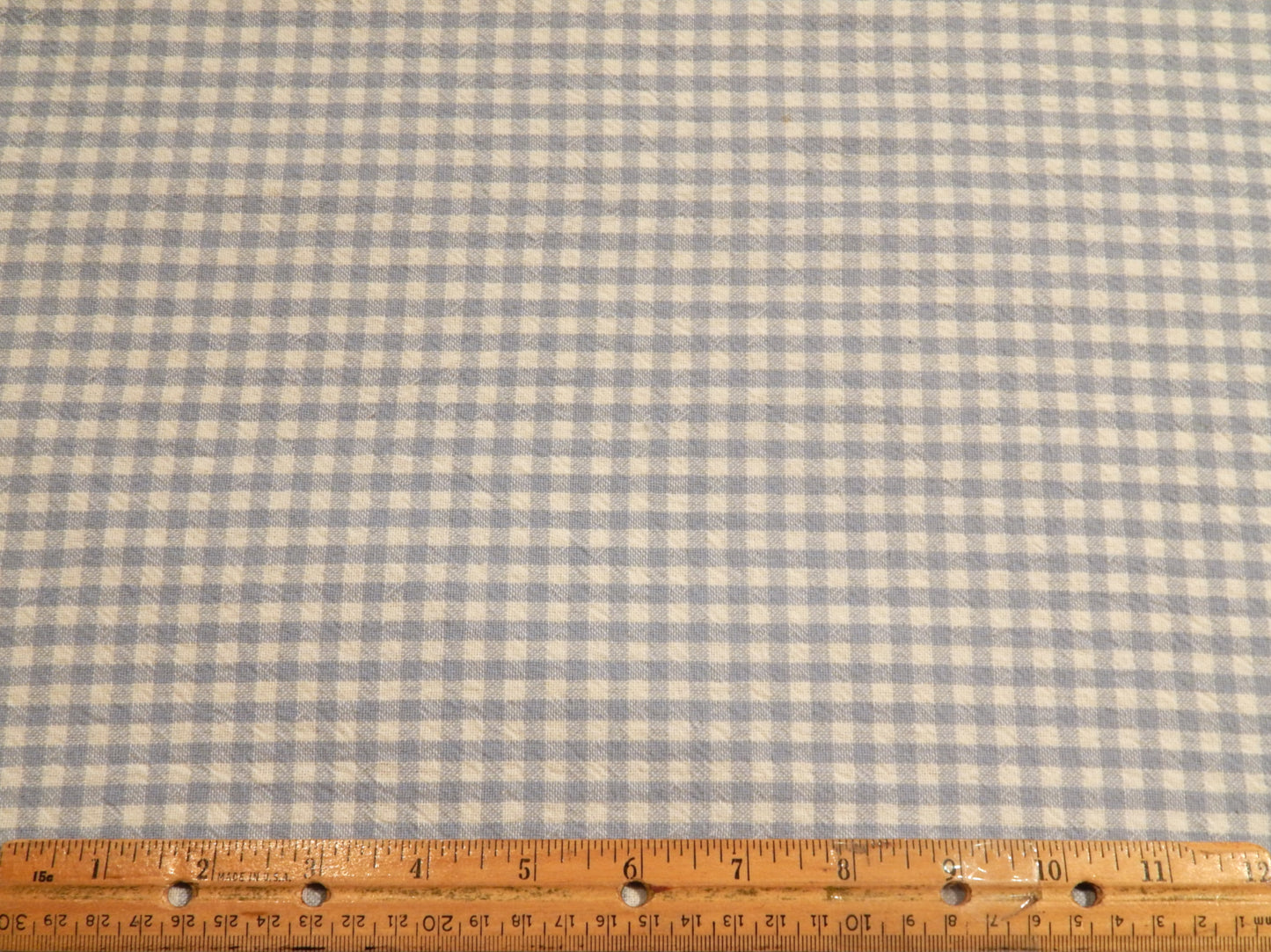 100% Organic Cotton Light Blue and Natural 1/4" Gingham - Telio