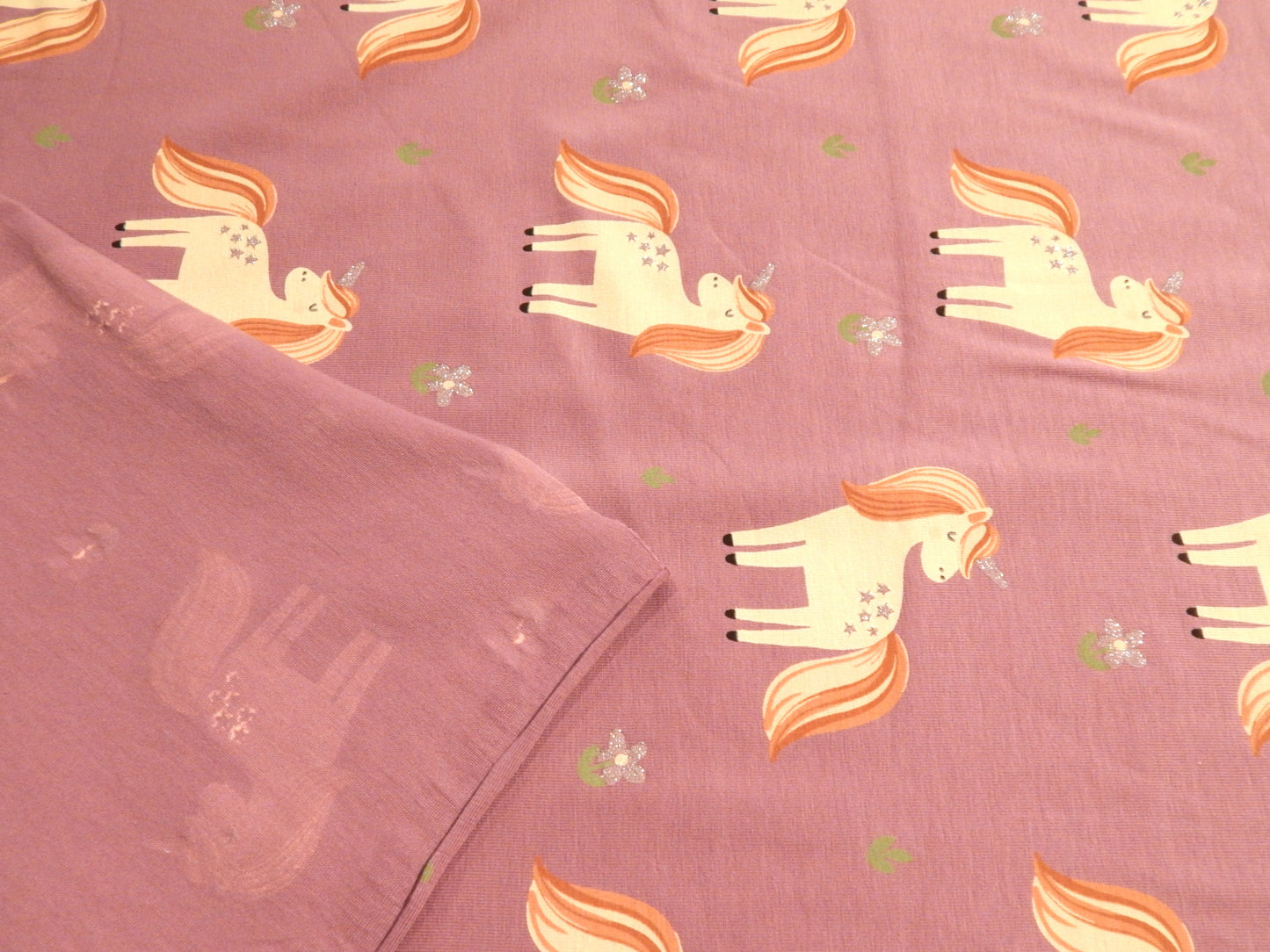 Girl's Glitzy Unicorn in Purple Cotton Jersey