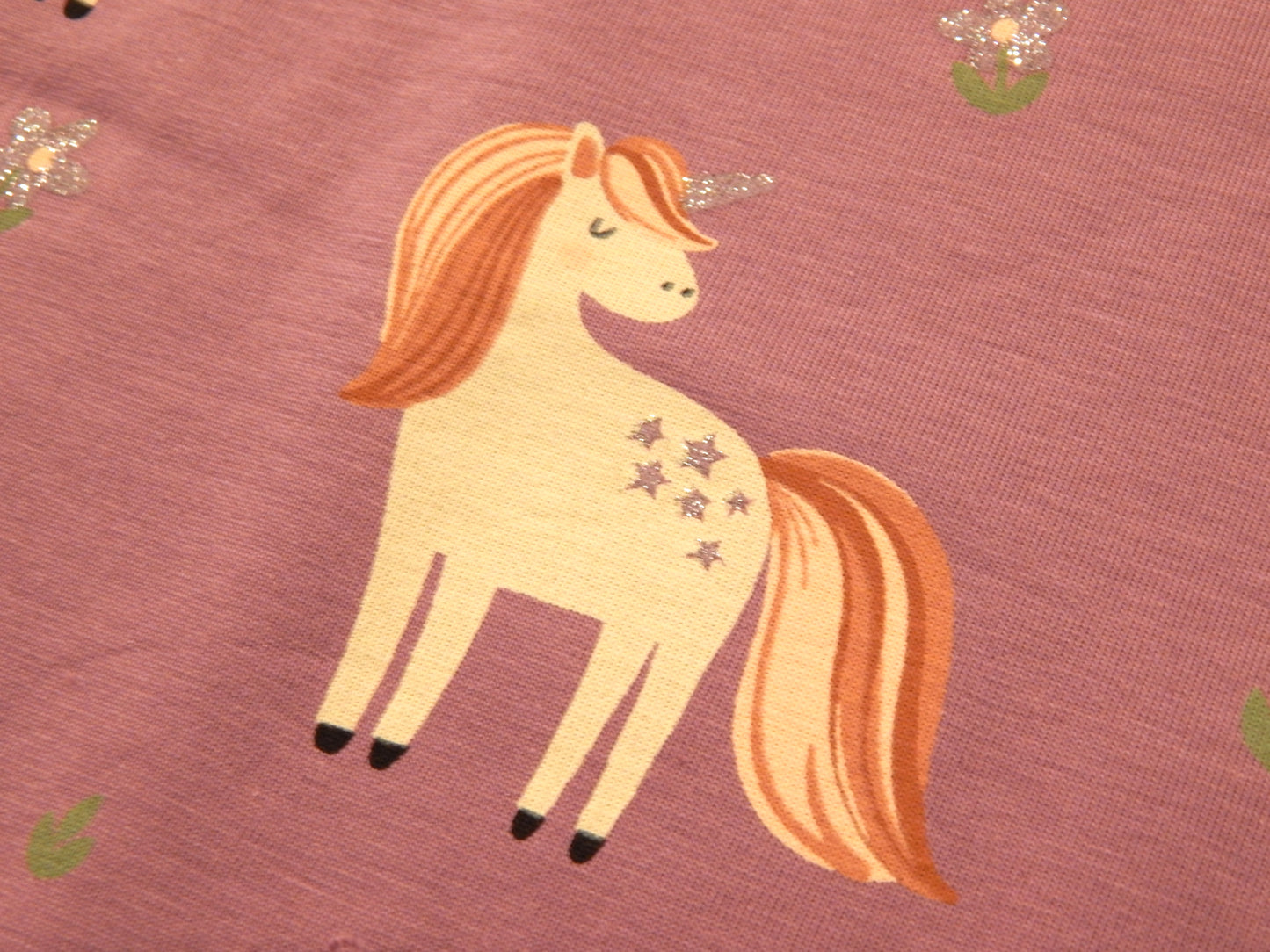 Girl's Glitzy Unicorn in Purple Cotton Jersey