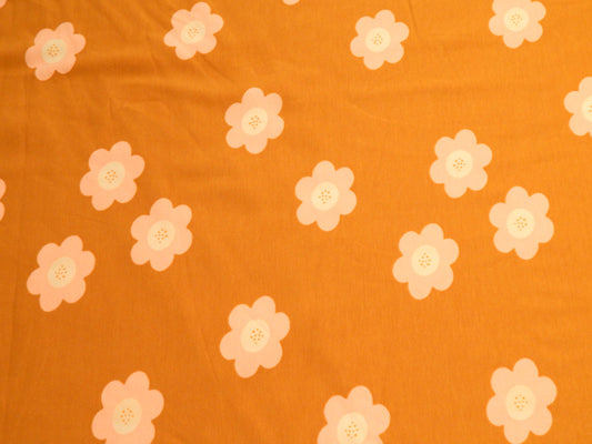 pink and mustard yellow cotton french terry fabric for little girls kids knit fabric