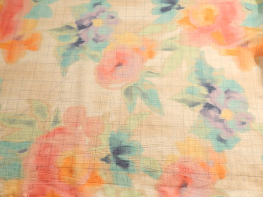 large floral print on tencel and nylon voile fabric pink and blue floral fabric from telio
