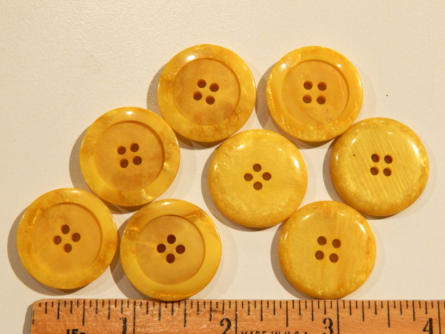 Italian Yellow Marbled Button - Multiple Sizes
