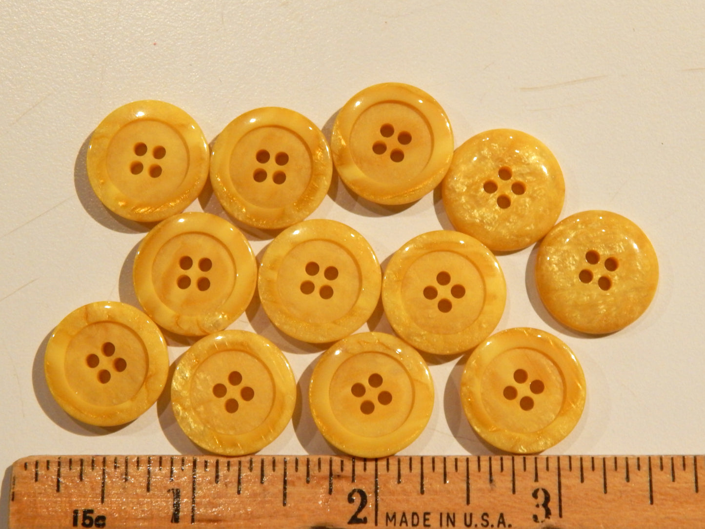 Italian Yellow Marbled Button - Multiple Sizes