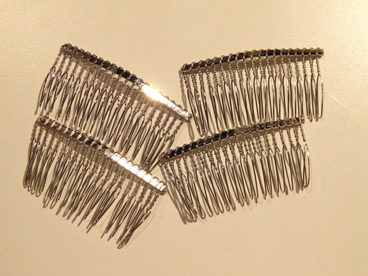 silver metal bridal veiling combs