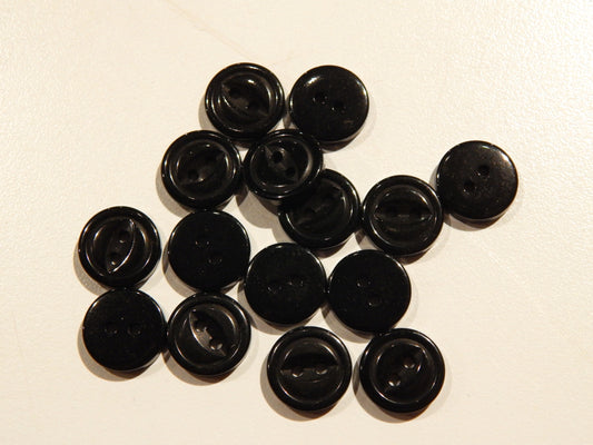 black plastic fisheye 2 hole buttons mens shirting buttons black