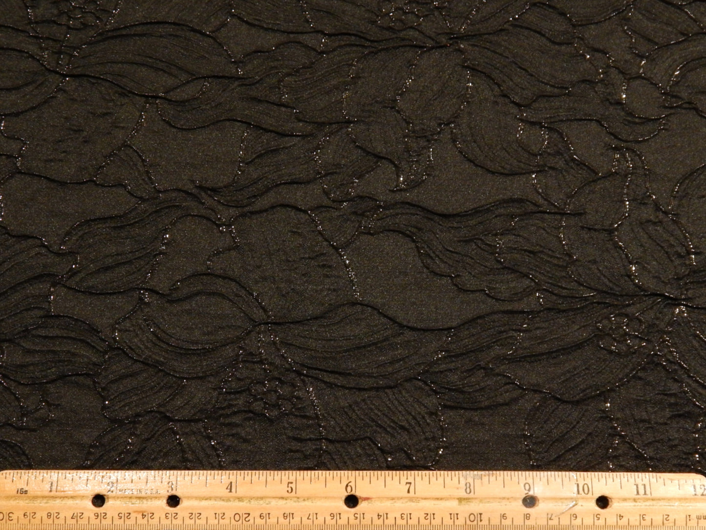 Black on Black Large Floral Metallic Brocade - Telio - REMNANT SALE