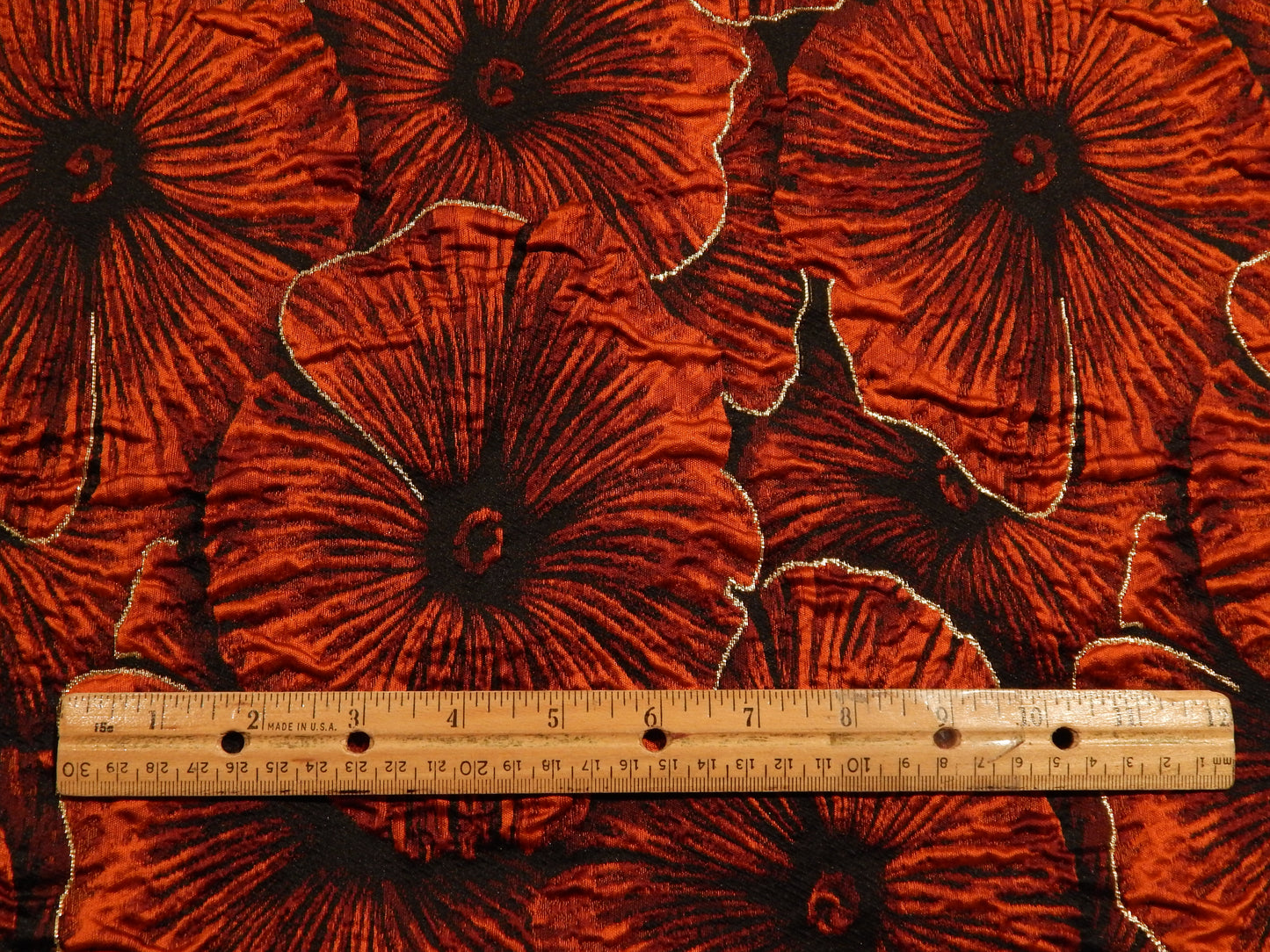 Orange and Metallic Poppy Brocade - Telio