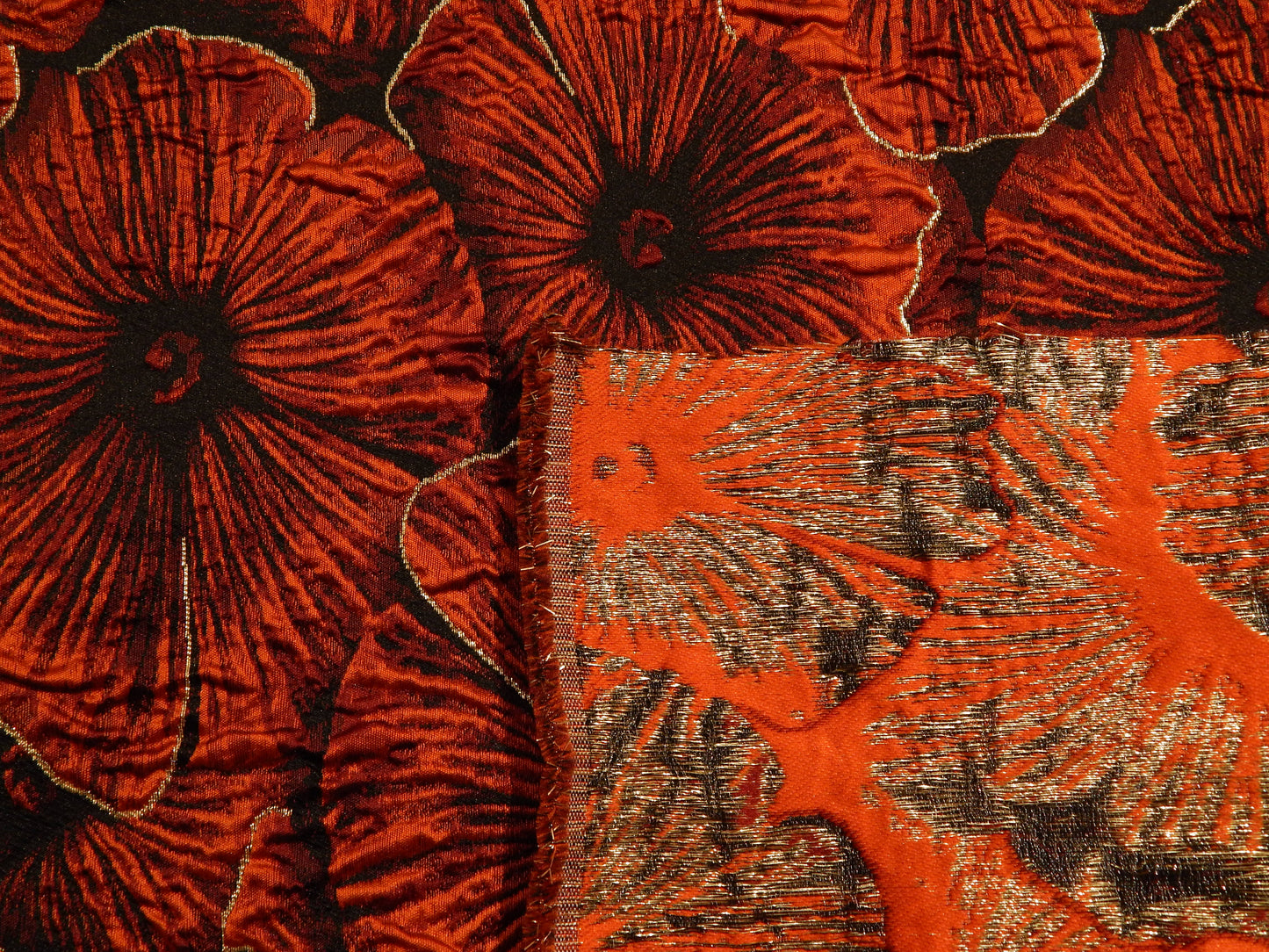 Orange and Metallic Poppy Brocade - Telio