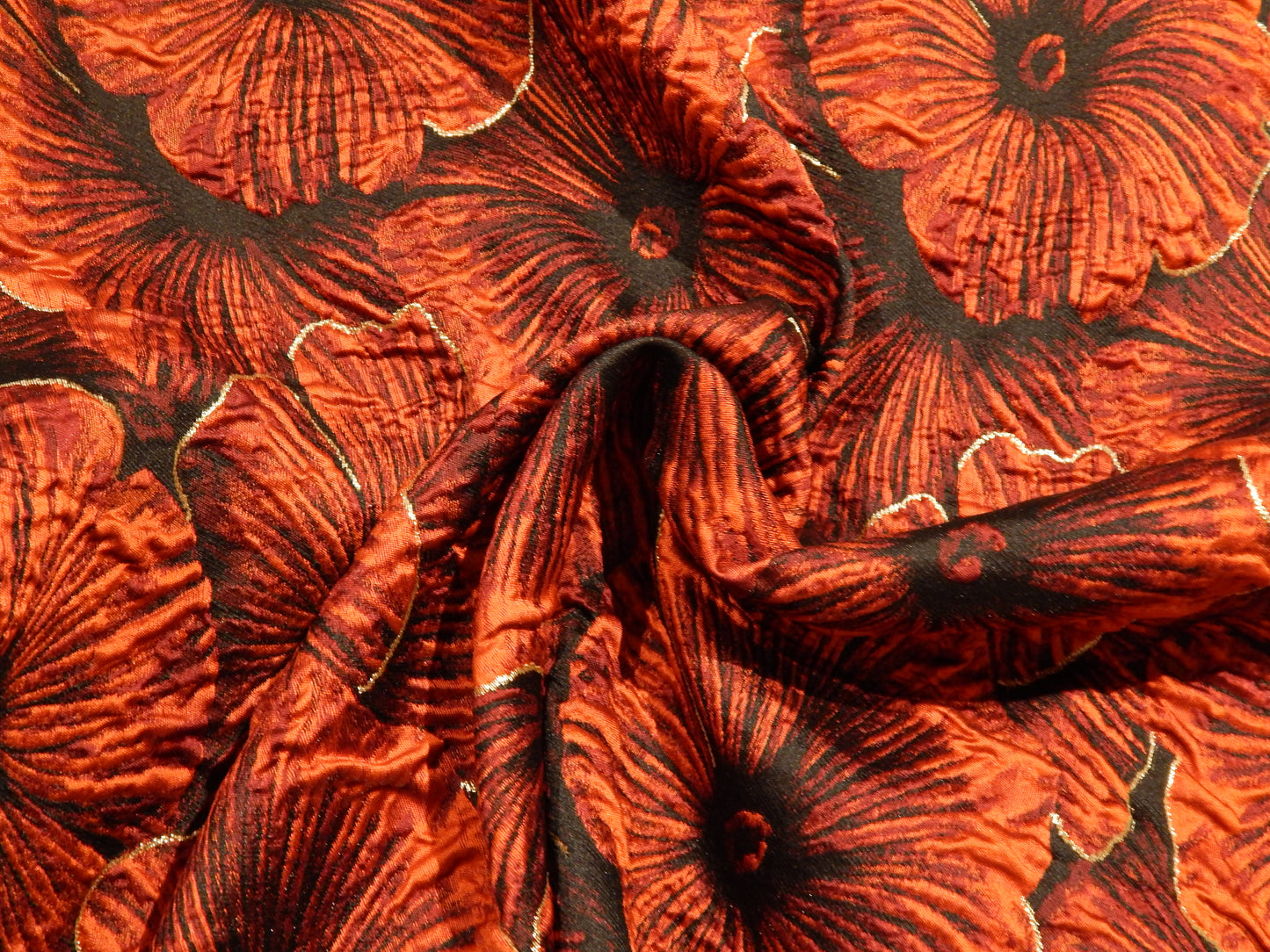 Orange and Metallic Poppy Brocade - Telio