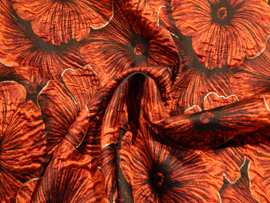 Orange and Metallic Poppy Brocade - Telio