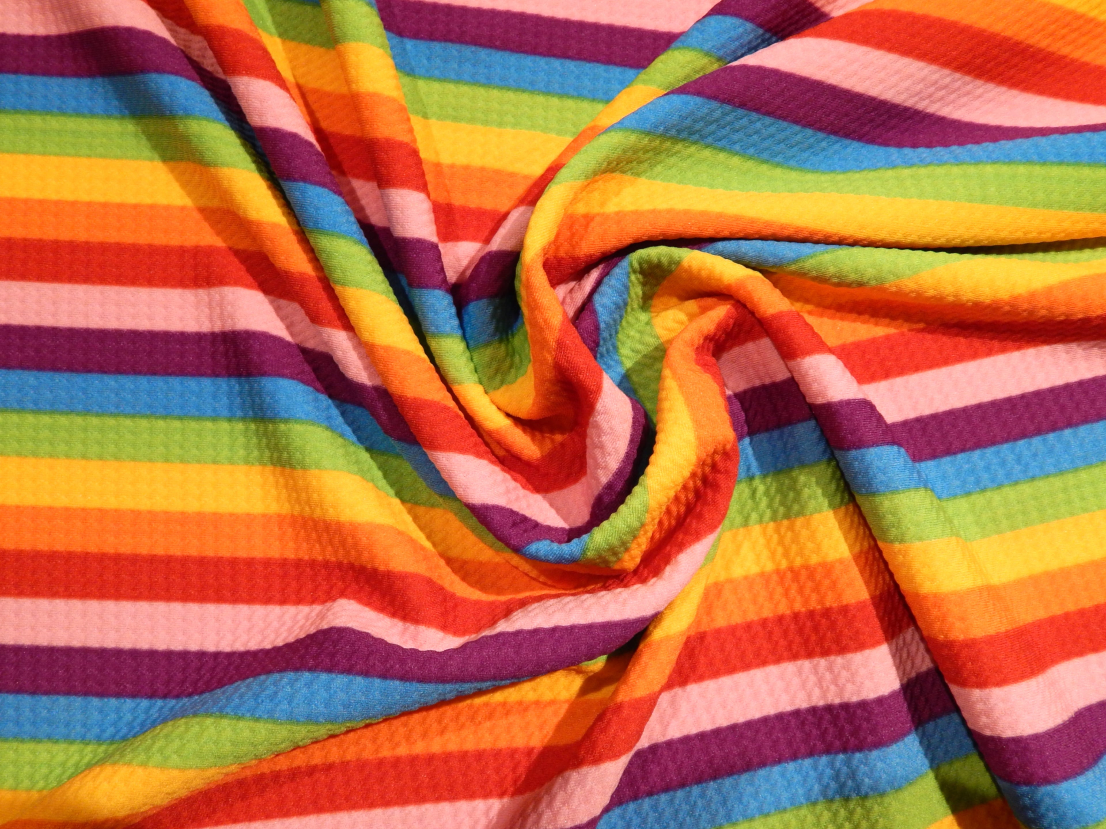 bright rainbow stripe bullet knit kids knit fabric deadstock