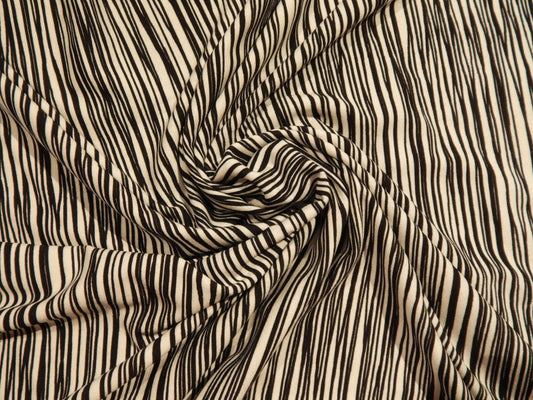 Black and white squiggle stripe Dakota knit print jersey rayon telio fabric