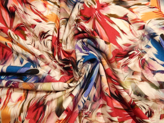 jewel toned floral abstract dakota print telio rayon spandex jersey knit fabric