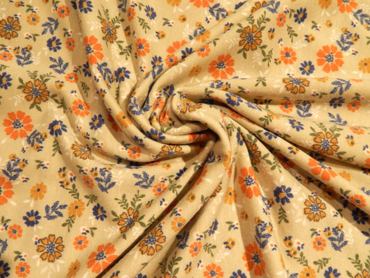 country flowers french terry floral knit fabric deadstock rayon spandex blend