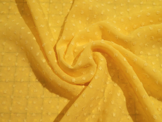 buttercup yellow swiss dot chiffon polyester fabrics deadstock