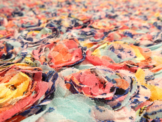 Pastel Rainbow 3D Chiffon Floral Mesh