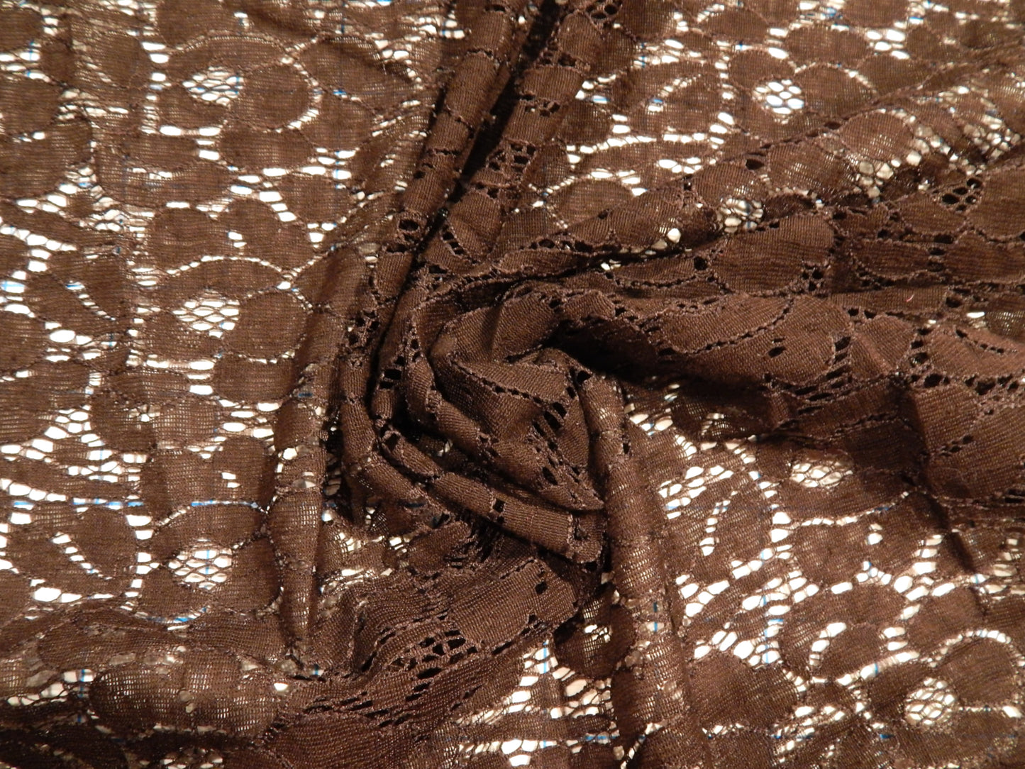 dark brown rose cotton nylon blend lace fabric deadstock soft lace