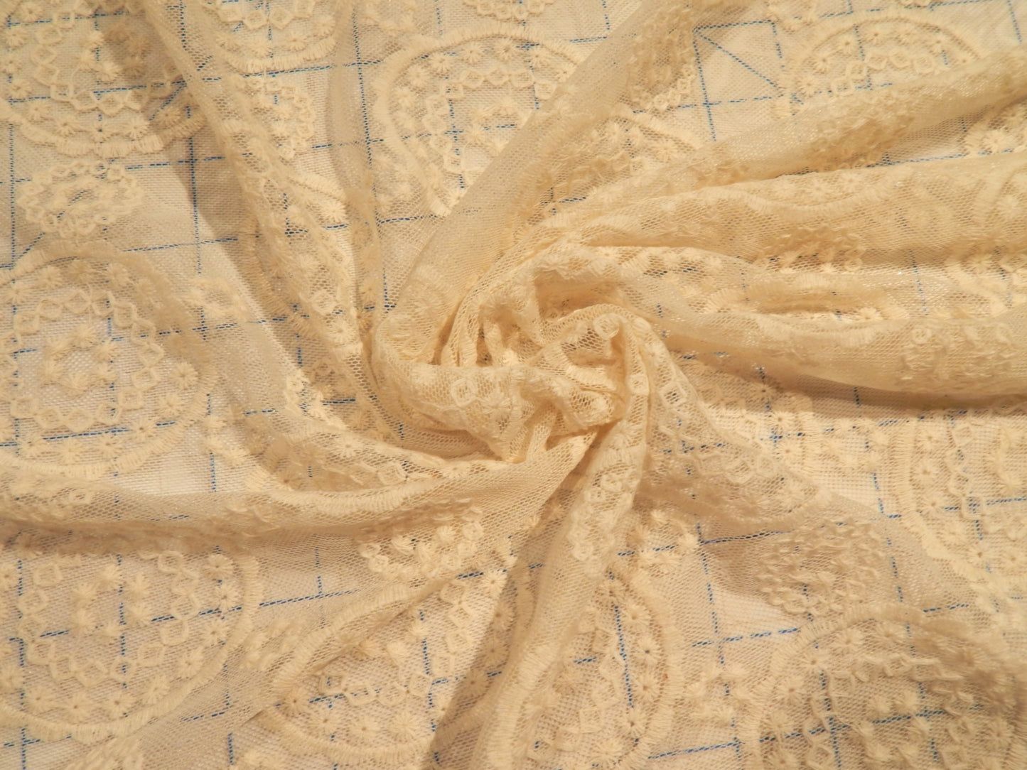 ivory natural medallion lace cotton and nylon blend deadstock fabric