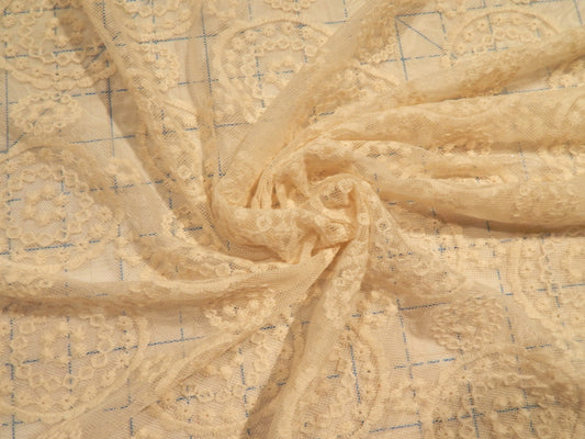 ivory natural medallion lace cotton and nylon blend deadstock fabric